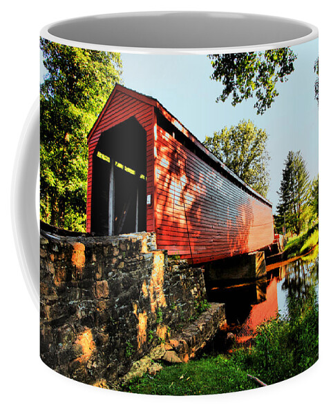 Americana Coffee Mug featuring the photograph Loys Station Covered Bridge by Steve Ember