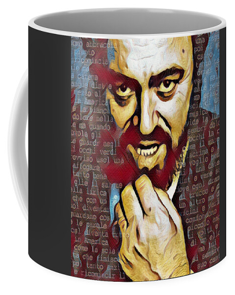 Luciano Pavarotti Coffee Mug featuring the painting Luciano Pavarotti Painting 3 by Tony Rubino