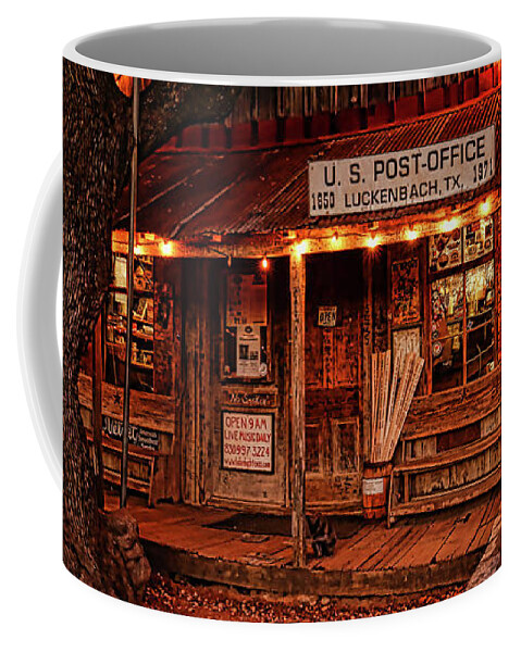 Luckenbach Coffee Mug featuring the photograph Luckenbach at Night Horizontal by Judy Vincent