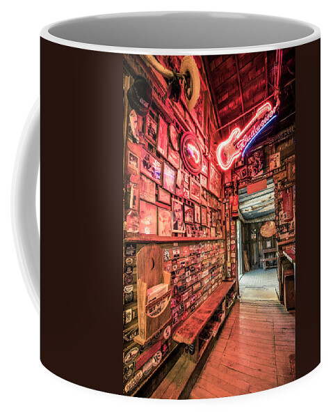 Dark Coffee Mug featuring the photograph Luckenbach Wall of Fame by Andy Crawford