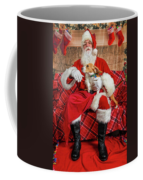 Lucy Coffee Mug featuring the photograph Lucy with Santa 1 by Christopher Holmes