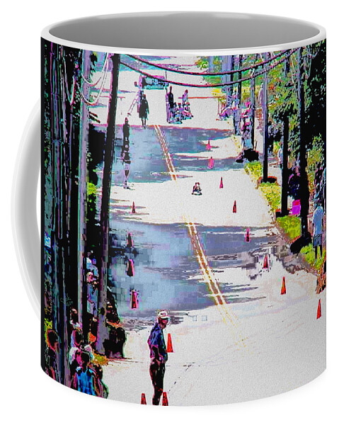 Luge Coffee Mug featuring the digital art Luge Trials by Cliff Wilson