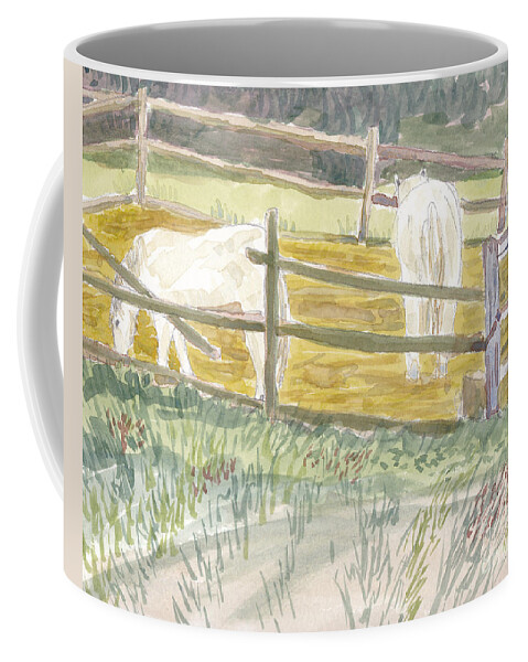 Annapolis Coffee Mug featuring the painting Lunchtime for Welsh Ponies by Maryland Outdoor Life