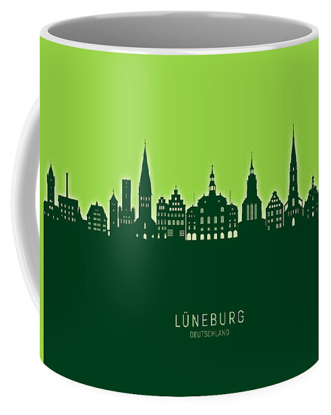 Lüneburg Coffee Mug featuring the digital art Luneburg Germany Skyline #08 by Michael Tompsett