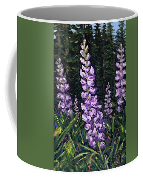Wildflowers Coffee Mug featuring the painting Lupine Forest by Lee Tisch Bialczak