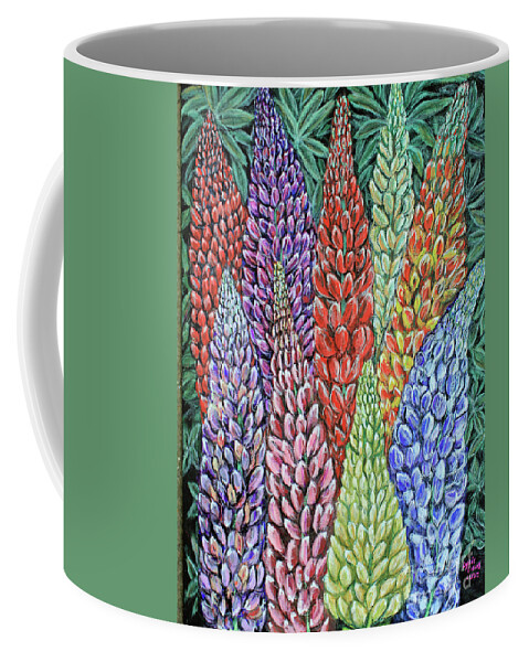 Flowers Coffee Mug featuring the painting Lupines in Bloom by Lyric Lucas