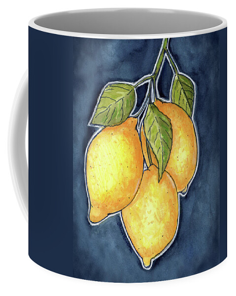 Lemons Coffee Mug featuring the painting Luscious Lemons by Shana Rowe Jackson
