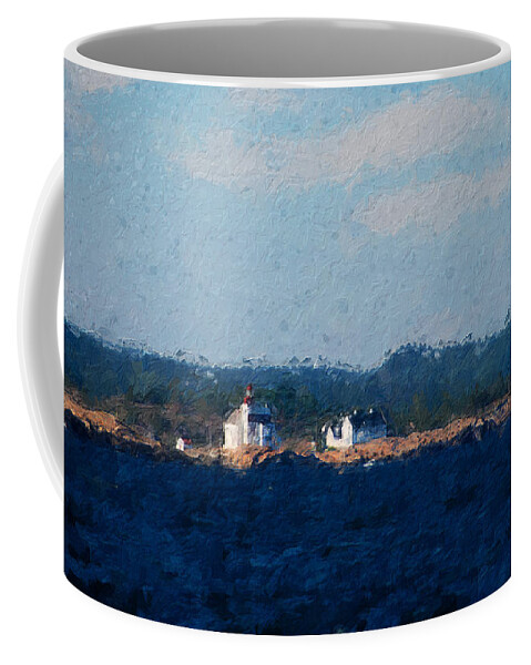 Lighthouse Coffee Mug featuring the digital art Lyngor lighthouse by Geir Rosset