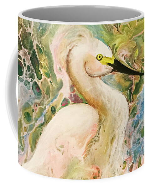 Egret Coffee Mug featuring the painting Lyric Great Egret by Sylvia Brallier