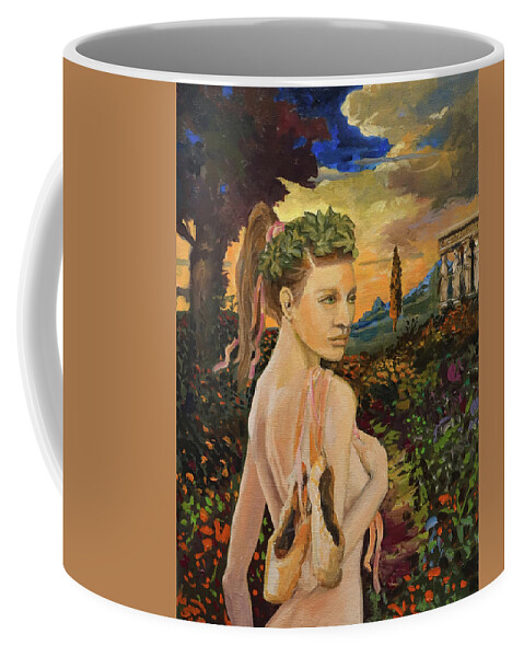 Aristophanes Coffee Mug featuring the painting Lysistrata by Peregrine Roskilly