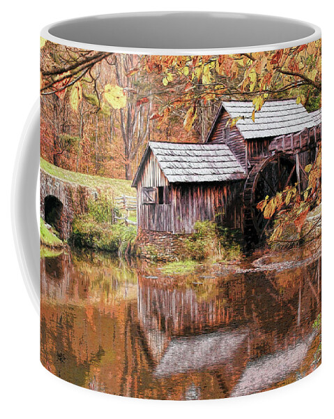 Mabry Mill Coffee Mug featuring the photograph Mabry Mill With Reflections by Ola Allen