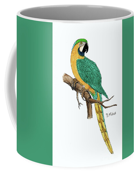 Macaw Coffee Mug featuring the painting Macaw Parrot Day 1 Challenge by Donna Mibus