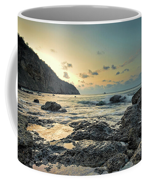 Côte Pacifique Coffee Mug featuring the photograph Machalilla Punta Mirador sunset by Henri Leduc