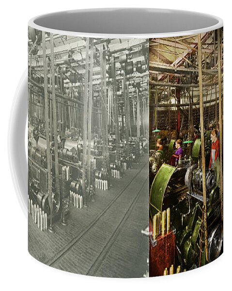 Machinist Coffee Mug featuring the photograph Machinist - War - Belts and Bombs 1916 - Side by Side by Mike Savad