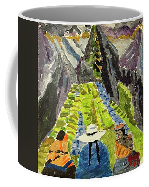  Coffee Mug featuring the painting Machu Pichu journey by John Macarthur