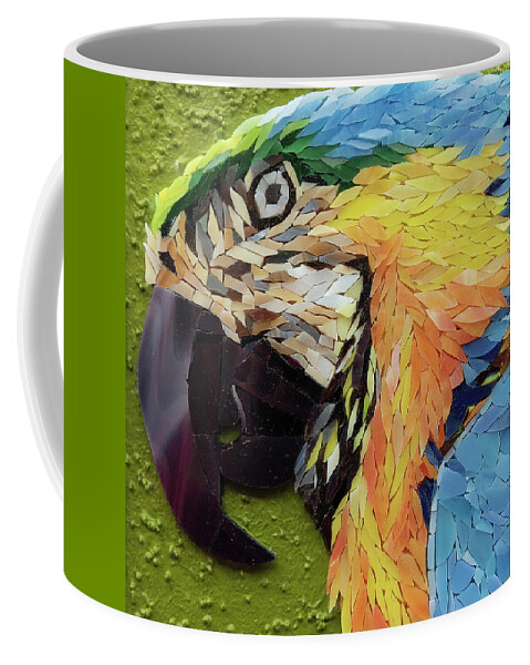 Macaw Coffee Mug featuring the glass art Mackey the Blue and Yellow Macaw by Adriana Zoon