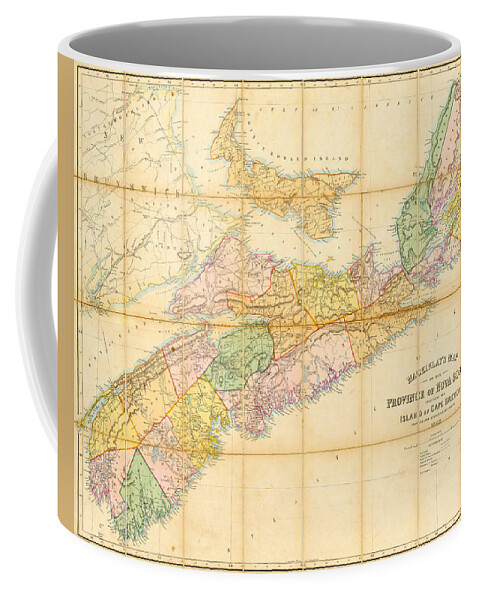 A. And W. Mackinlay Coffee Mug featuring the drawing Mackinlay's map of the Province of Nova Scotia by A and W Mackinlay