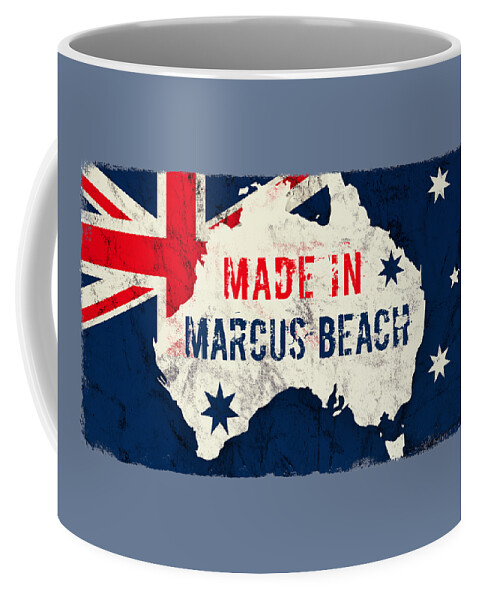 Marcus Beach Coffee Mug featuring the digital art Made in Marcus Beach, Australia by TintoDesigns