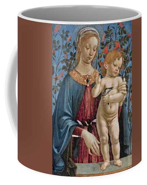 Workshop Of Andrea Del Verrocchio Coffee Mug featuring the painting Madonna And Child 3 by Workshop of Andrea del Verrocchio