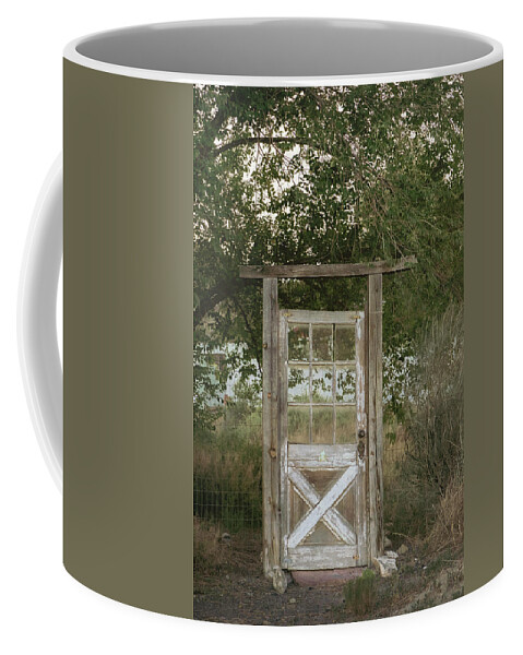 Door Coffee Mug featuring the photograph Madrid New Mexico Gate by Mary Lee Dereske