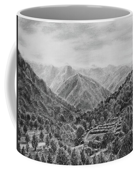 Maggie Valley Coffee Mug featuring the drawing Maggie Valley by Marlene Little