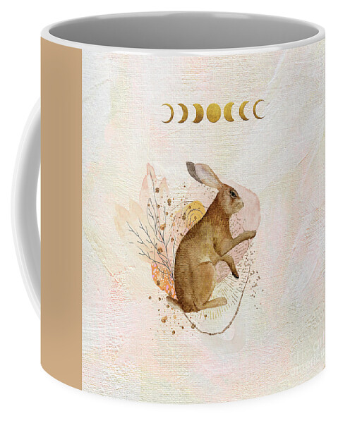 Rabbit Coffee Mug featuring the painting Magical Forest Rabbit by Garden Of Delights