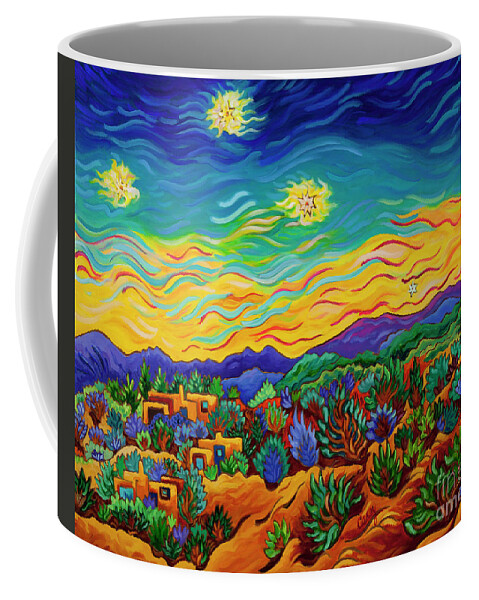 Night Scene Coffee Mug featuring the painting Magical Starlight by Cathy Carey