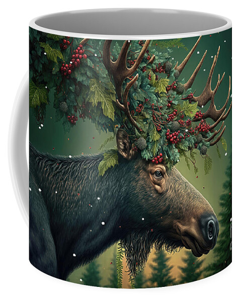 Moose Coffee Mug featuring the painting Magnificent Moose by Tina LeCour