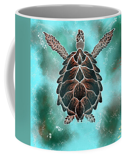 Turtle Coffee Mug featuring the digital art Magnificent turtle by Faa shie