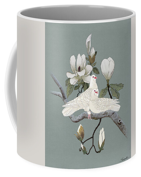 Asian Coffee Mug featuring the digital art Magnolia Angels by M Spadecaller