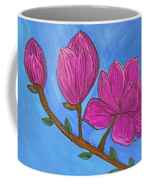 Magnolia Coffee Mug featuring the mixed media Magnolia Blooms by Lisa Neuman