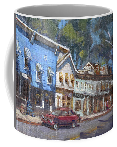 Main Str Coffee Mug featuring the painting Main Str in Nyack NY by Ylli Haruni