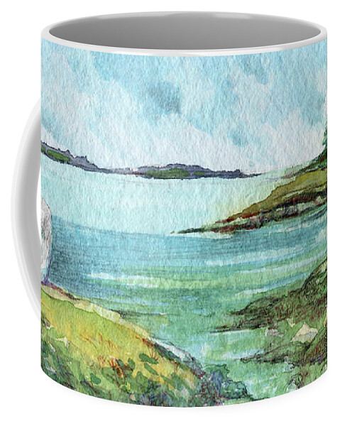Maine Coffee Mug featuring the painting Maine Island View by AnneMarie Welsh