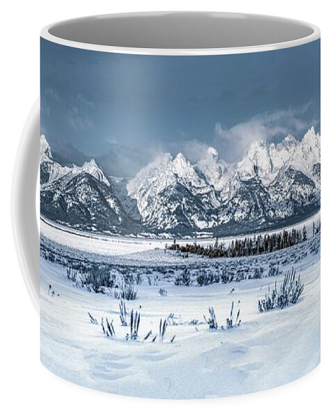 Grand Teton National Park Coffee Mug featuring the photograph Majesty and Grandeur of the Tetons by Marcy Wielfaert