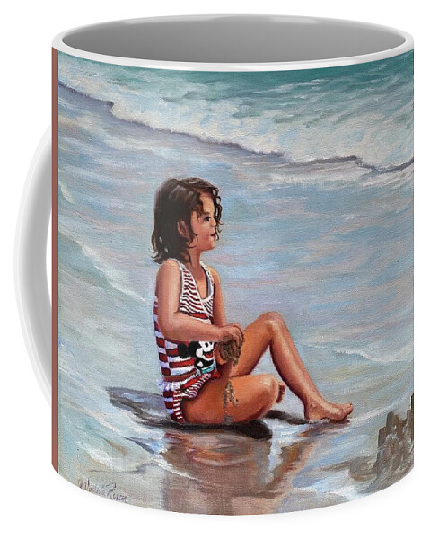 Girl Coffee Mug featuring the painting Making Sand Castles by Judy Rixom