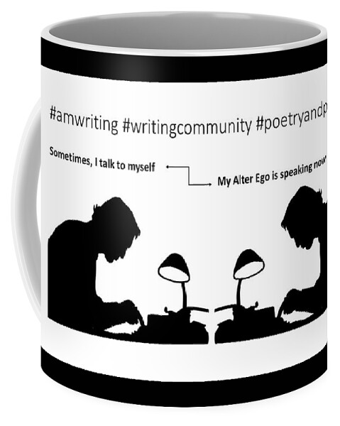 Male Coffee Mug featuring the mixed media Male Writer Conversation by Nancy Ayanna Wyatt and Mohamed Hassan