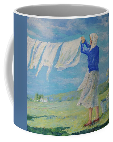 March Coffee Mug featuring the painting Mama, a Strong Sand Mountain Woman by ML McCormick