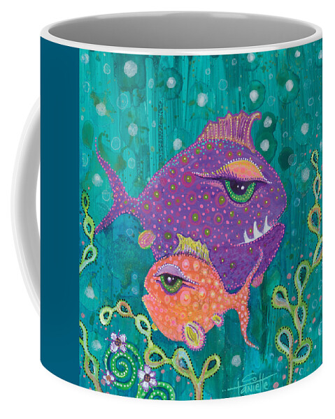 Fish School Coffee Mug featuring the painting Fish School by Tanielle Childers