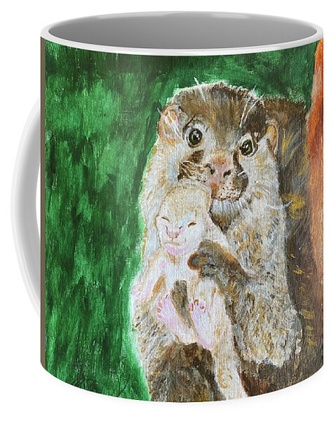 Otter Coffee Mug featuring the painting Mama Otter and her baby by Melody Fowler