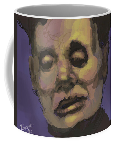 #portrait Coffee Mug featuring the digital art Man in Violet by Veronica Huacuja