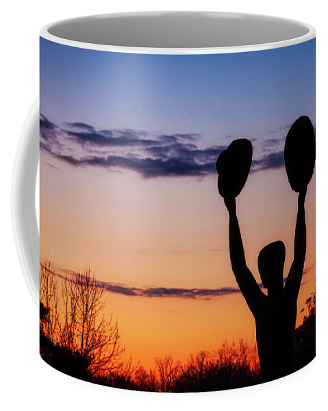 Man With Two Hats Coffee Mug featuring the photograph Man with two hats in the sunset light by Tatiana Travelways