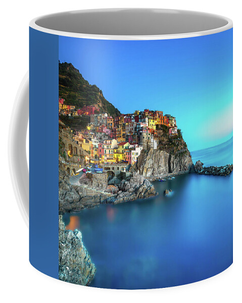 Manarola Coffee Mug featuring the photograph Manarola Blue Hour II by Stefano Orazzini