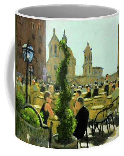 Lunch In Rome Coffee Mug featuring the painting Mangia Bene by David Zimmerman