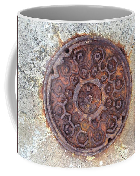 Fort Baker San Francisco Coffee Mug featuring the photograph Manhole Cover Fort Baker by John Parulis