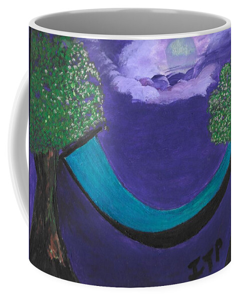 Abundance Coffee Mug featuring the painting Manifesting under a silver moon by Esoteric Gardens KN