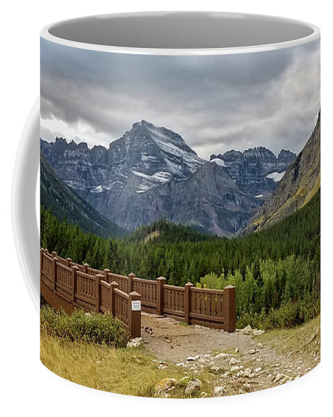 Glacier Coffee Mug featuring the photograph Many Glacier Bridge Signed by Karen Kelm