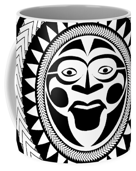 Maori Coffee Mug featuring the digital art Maori Face by Piotr Dulski