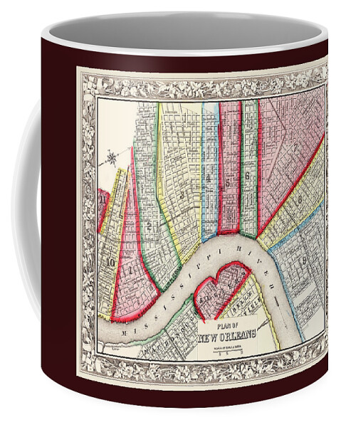 Map Coffee Mug featuring the photograph Map of New Orleans 1863 by Phil Cardamone