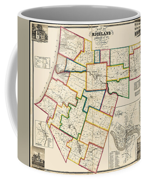 Oswego Coffee Mug featuring the photograph Map of Richland, Oswego Co. N.Y.1860 by Phil Cardamone