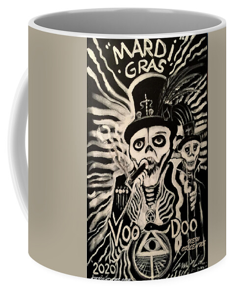 Mardi Gras 2020 Voodoo Coffee Mug featuring the painting Mardi Gras 2020 Voodoo by Amzie Adams